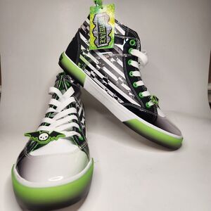 BEETLEJUICE W 10/ M 8.5 High-Top Sneakers Halloween Green Black Glow-In-The-Dark